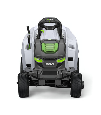 EGO Akku-Aufsitzmäher-Paket, 98 cm Messer, 300-Liter-Heckfangkorb und Mulchfunktion, 5 x 10-Ah-Akkus und Schnellladegerät -
