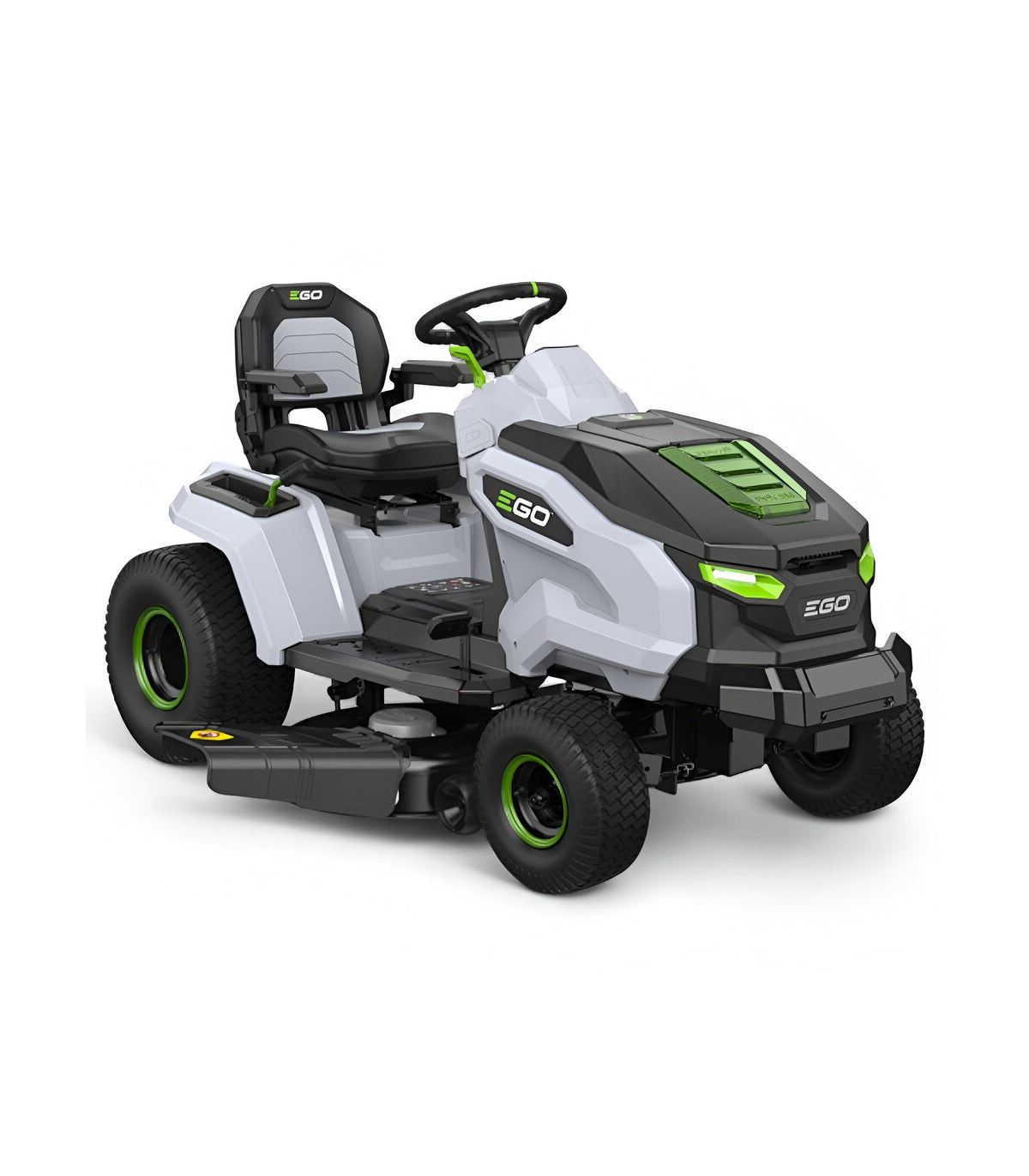 EGO TR4201E Aufsitzrasenmäher-Komplettpaket mit Seitenauswurf und Mulchfunktion, 4 x 10-Ah-Akkus und Schnellladegerät