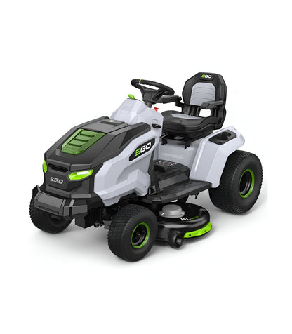 EGO TR4201E Aufsitzrasenmäher-Komplettpaket mit Seitenauswurf und Mulchfunktion, 4 x 10-Ah-Akkus und Schnellladegerät