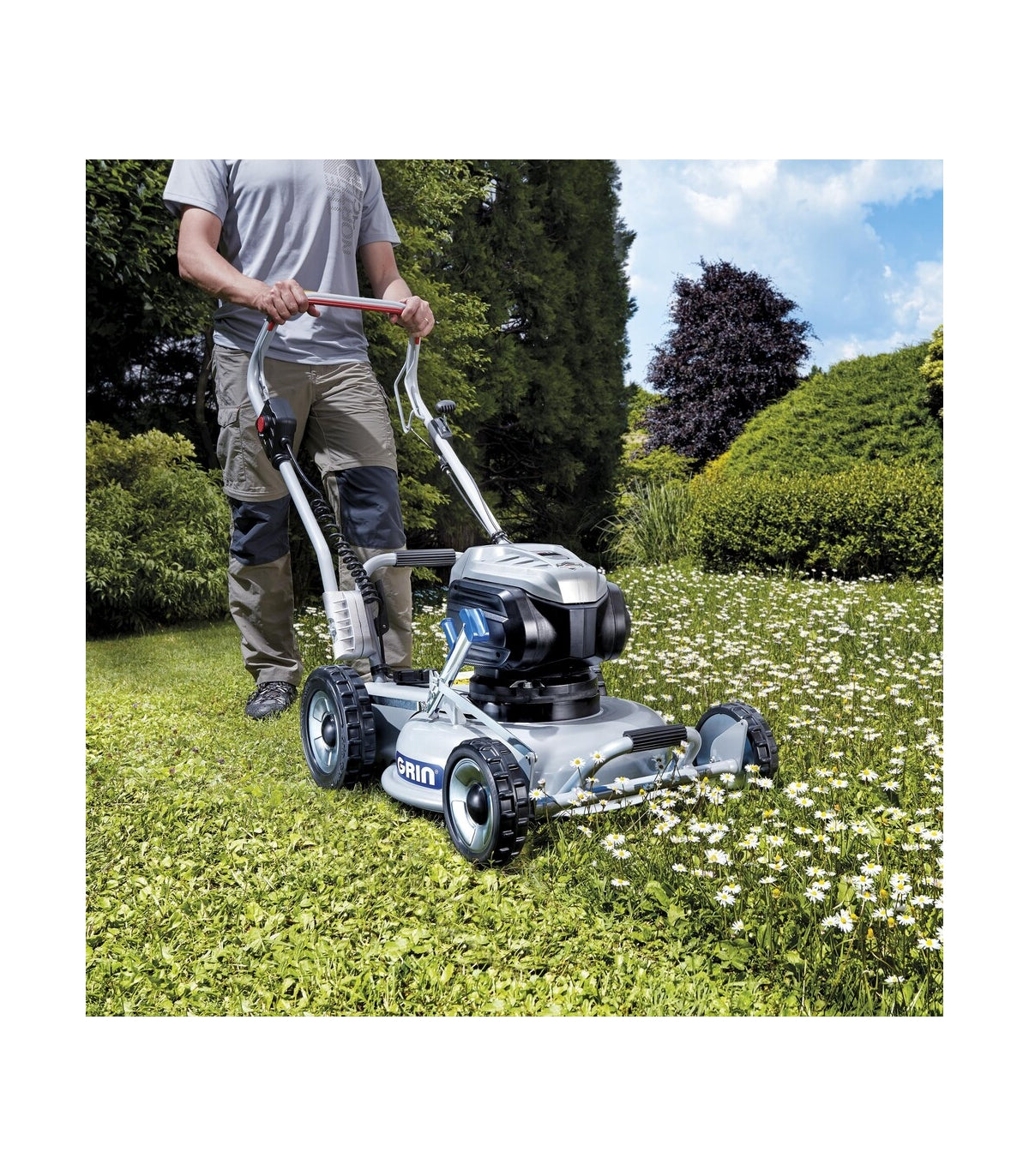Professioneller 82-V-Akku-Rasenmäher, 1000 m² Laufzeit, Mulchfunktion – GRIN BM46-82V